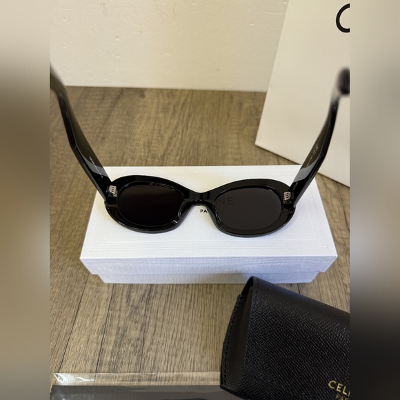 Celine Triomphe Oval Black Sunglasses - Picture 7 of 11